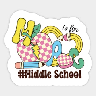 M Is For Middle School Teacher Groovy Back to School Sticker